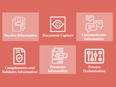 Documática has developed a transactional document capture platform to support business processes consisting of 6 functional blocks.